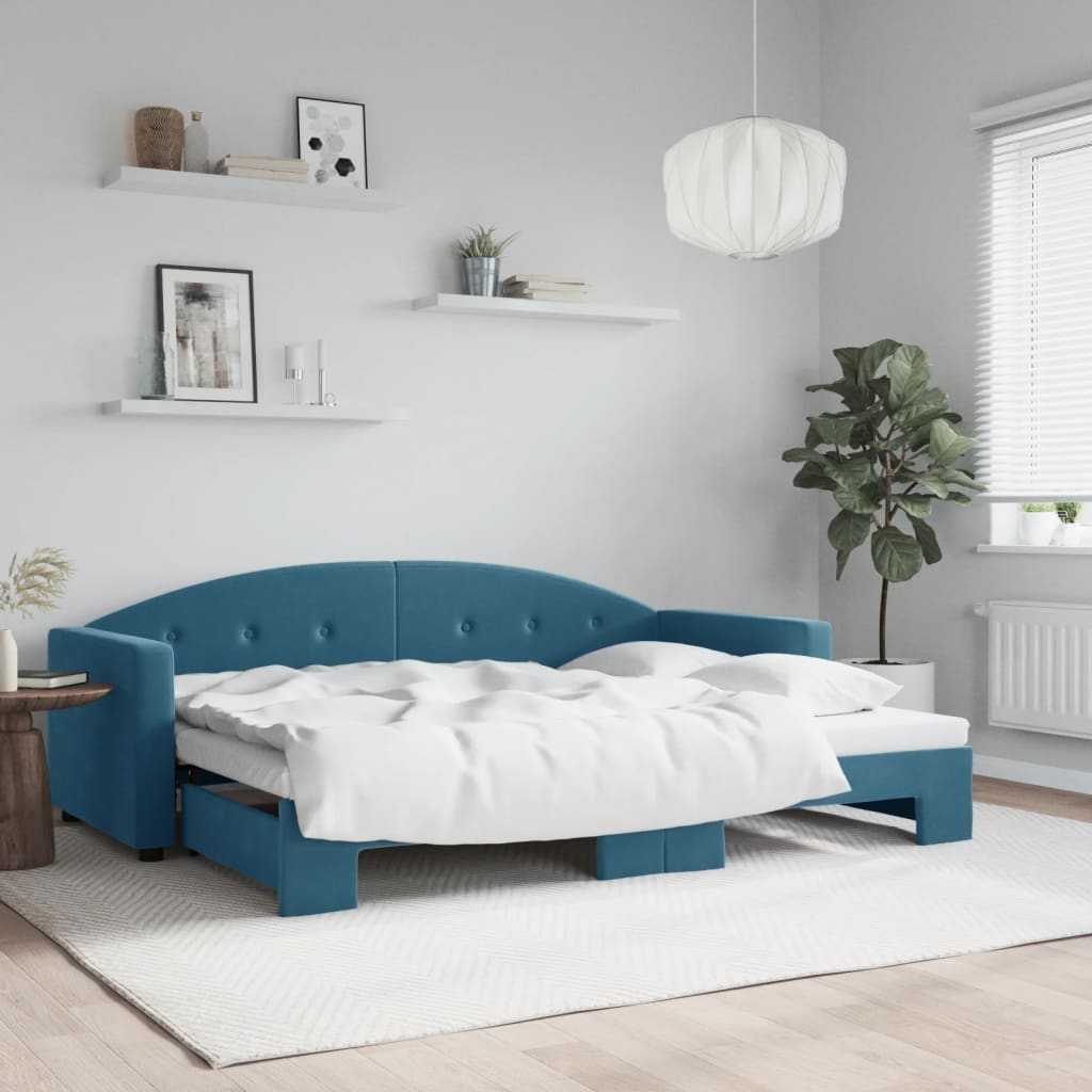 vidaXL Tagesbett Ausziehbar Blau 80x200 cm Samt