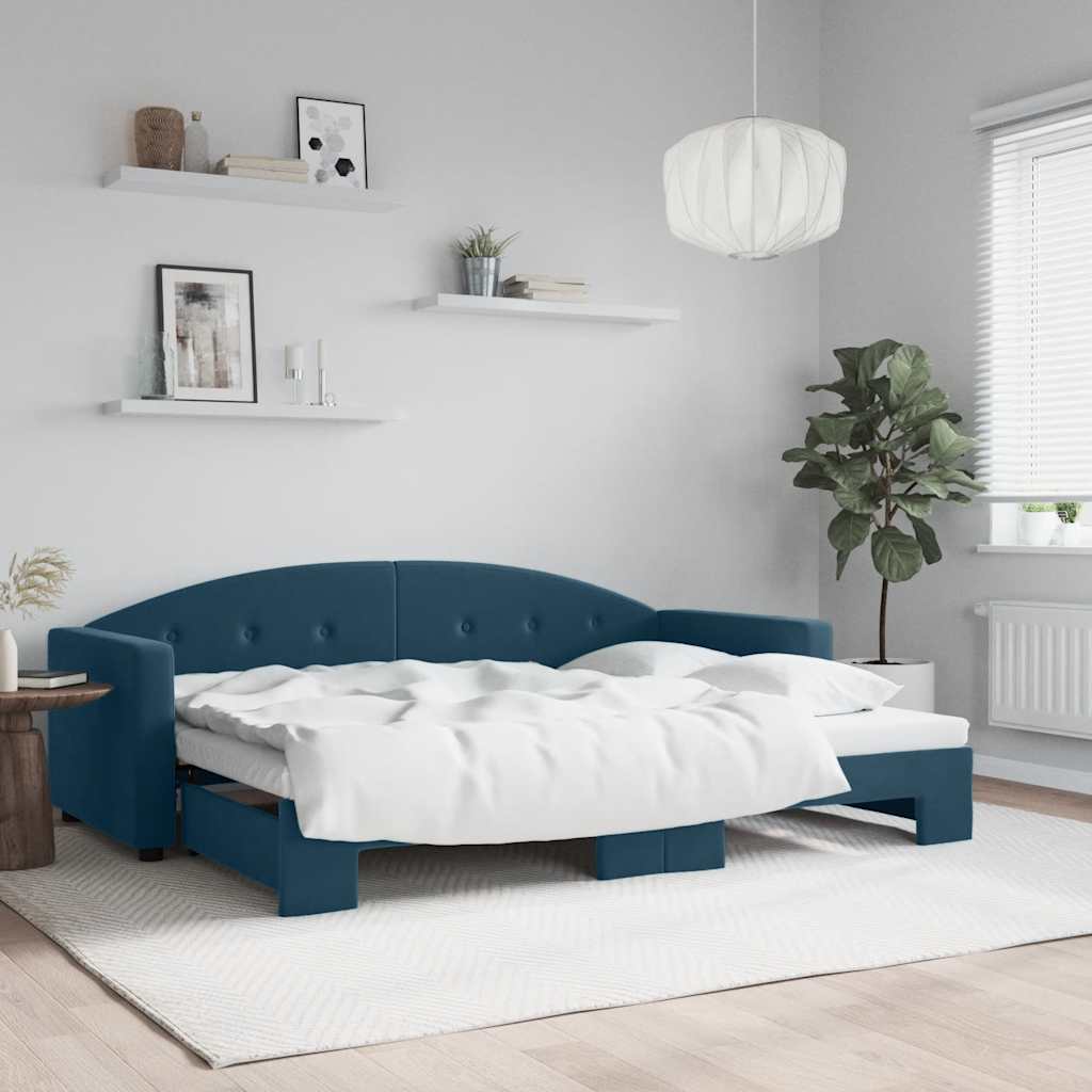 vidaXL Tagesbett Ausziehbar Blau 80x200 cm Samt