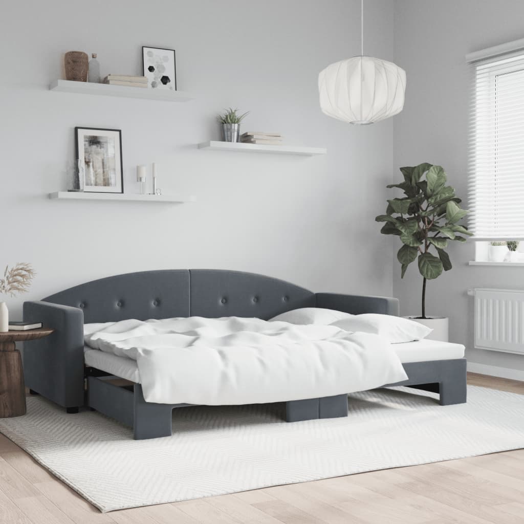 vidaXL Vuodesohva rullilla tummanharmaa 80x200 cm sametti