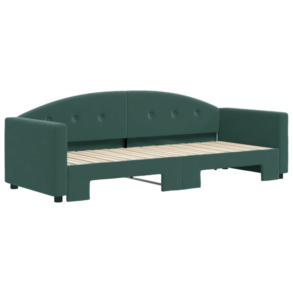 vidaXL Slaapbank met onderschuifbed 80x200 cm fluweel donkergroen afbeelding