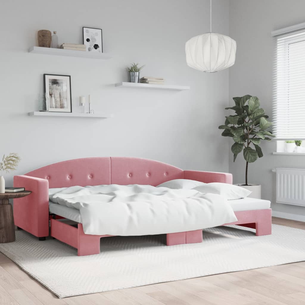 vidaXL Tagesbett Ausziehbar Rosa 80x200 cm Samt