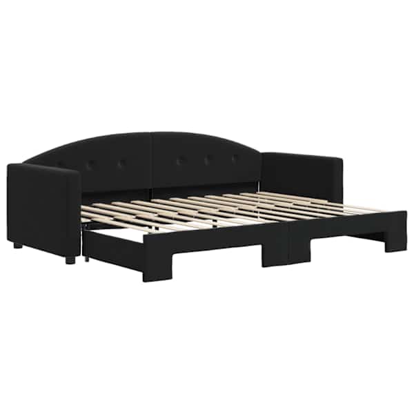 vidaXL diivanvoodi v&auml;ljat&otilde;mmatava osaga, must, 80x200 cm, samet