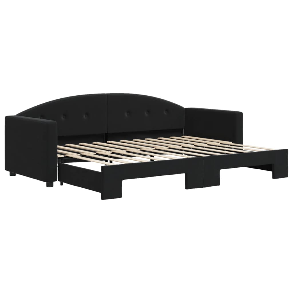 vidaXL Slaapbank met onderschuifbed 80x200 cm fluweel zwart, foto 3