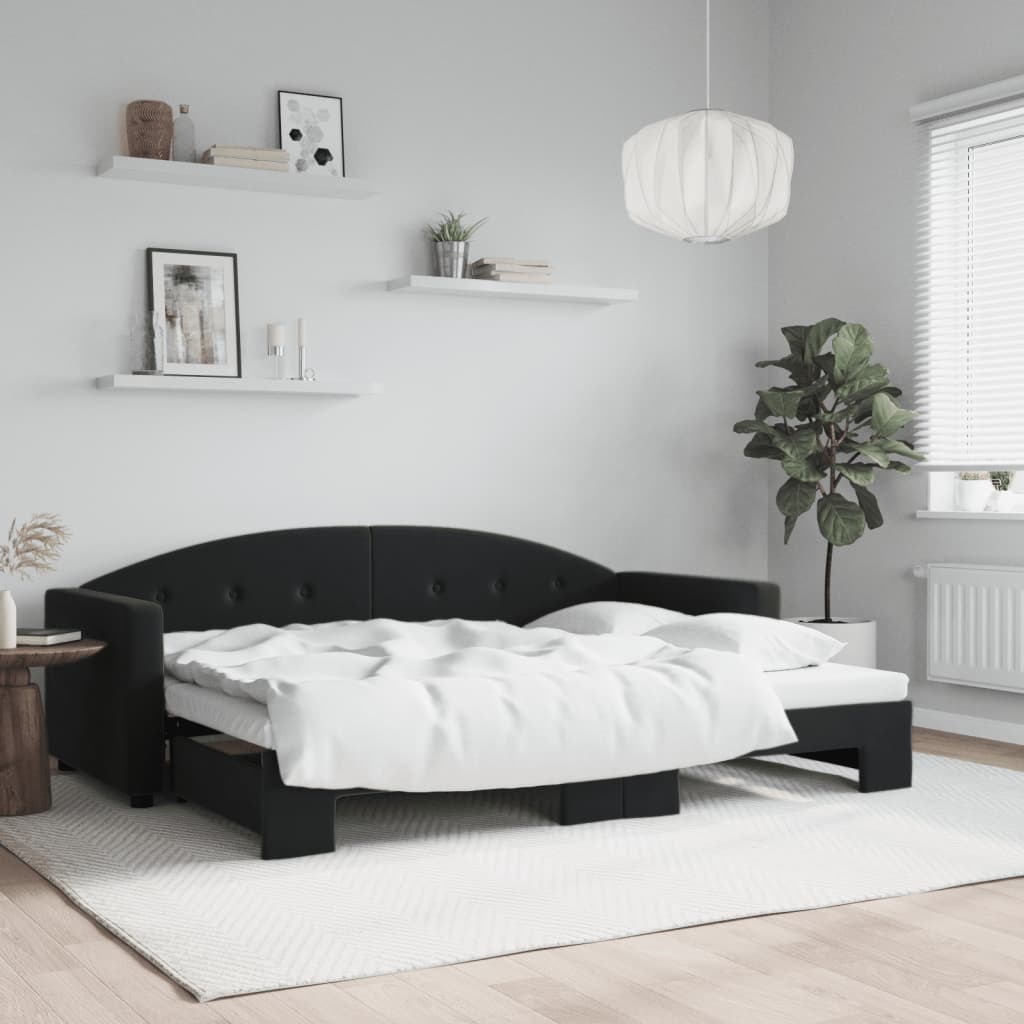 vidaXL Tagesbett Ausziehbar Schwarz 80x200 cm Samt