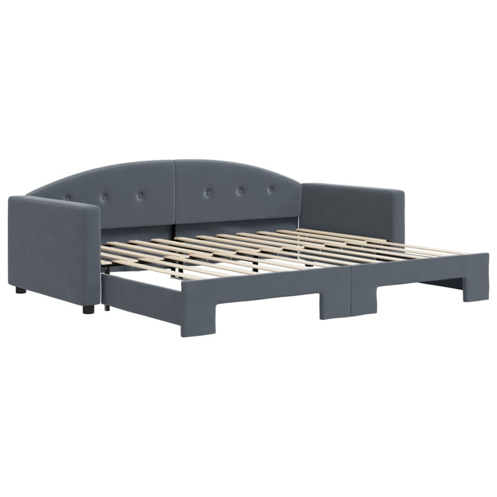 vidaXL Slaapbank met onderschuifbed 90x200 cm fluweel donkergrijs grijs, foto 3