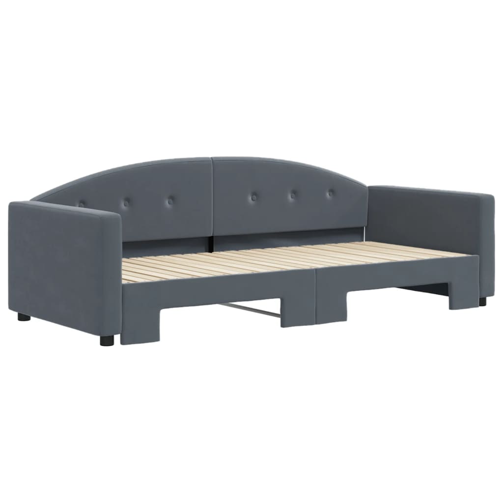 vidaXL Slaapbank met onderschuifbed 90x200 cm fluweel donkergrijs afbeelding