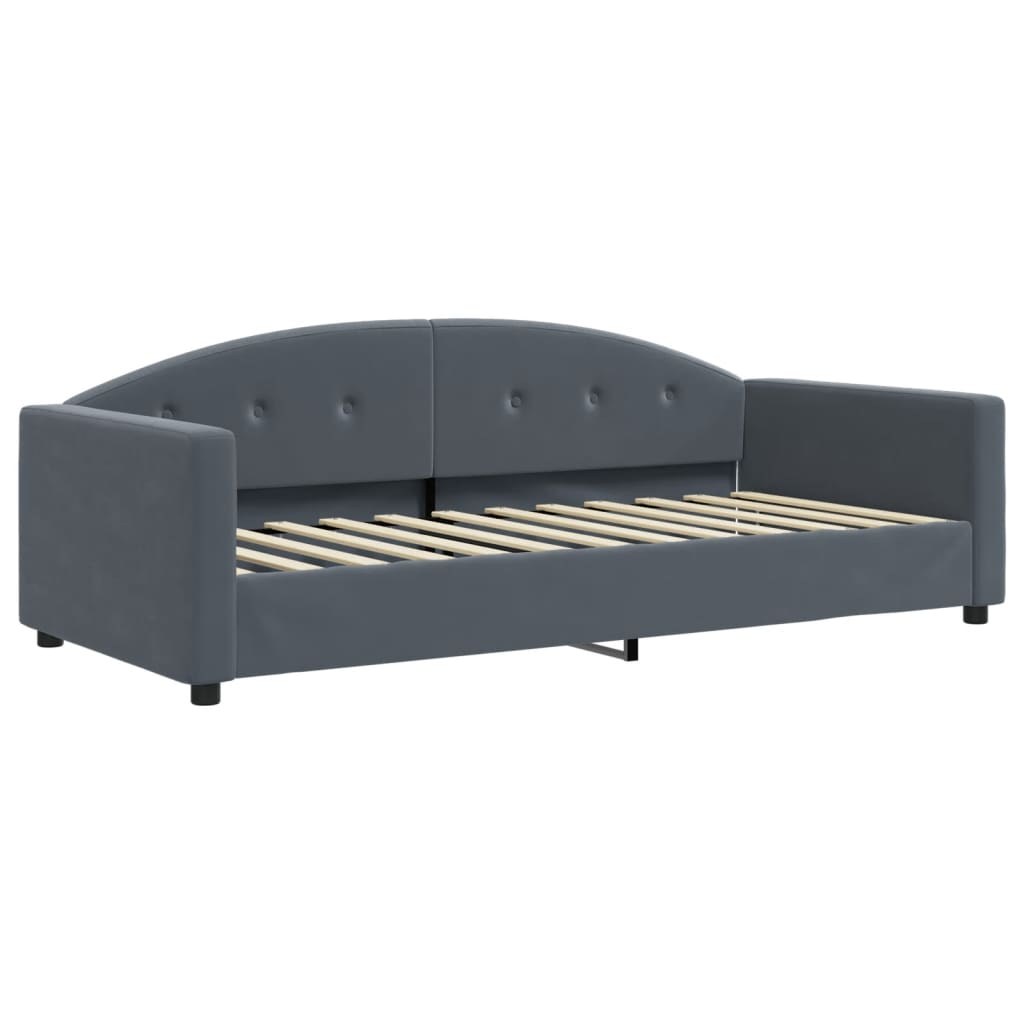 vidaXL Slaapbank met onderschuifbed 90x200 cm fluweel donkergrijs grijs, foto 4