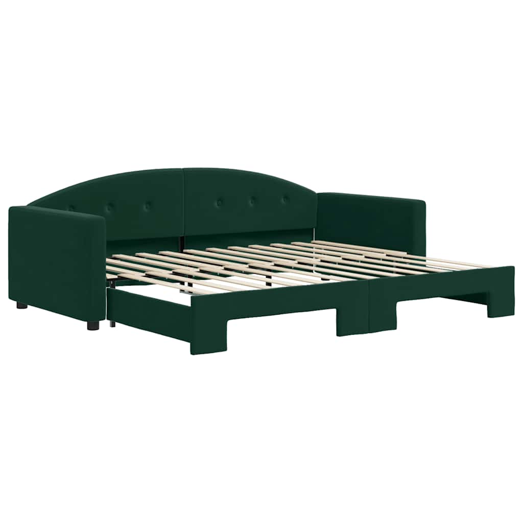 vidaXL Slaapbank met onderschuifbed 90x200 cm fluweel donkergroen groen, foto 3