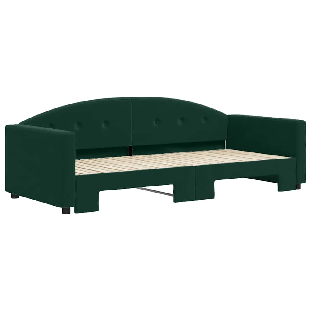 vidaXL Slaapbank met onderschuifbed 90x200 cm fluweel donkergroen groen, foto 2