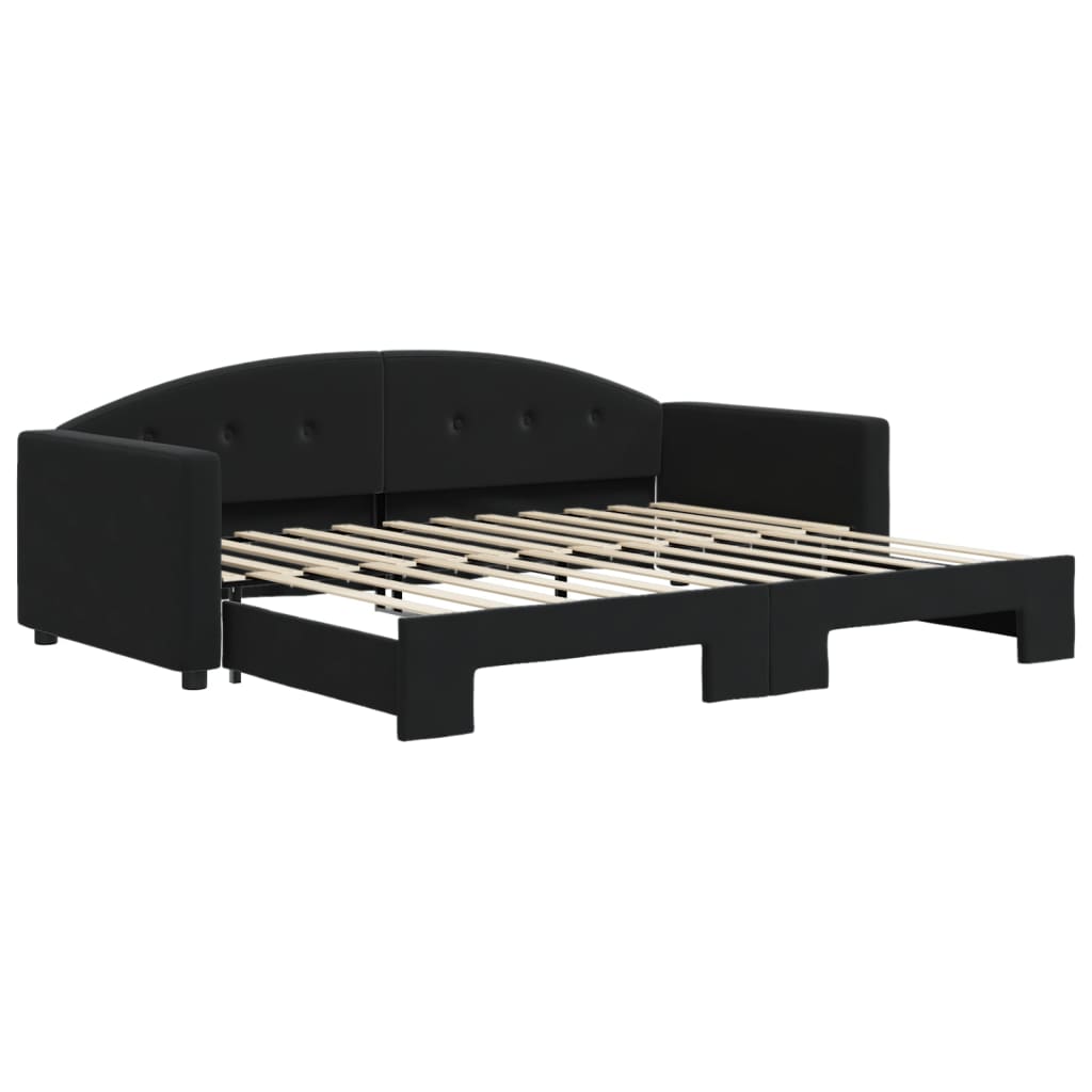 vidaXL Slaapbank met onderschuifbed 90x200 cm fluweel zwart, foto 3