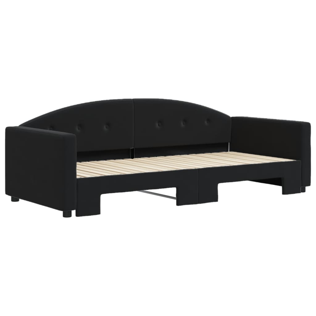 vidaXL Slaapbank met onderschuifbed 90x200 cm fluweel zwart afbeelding