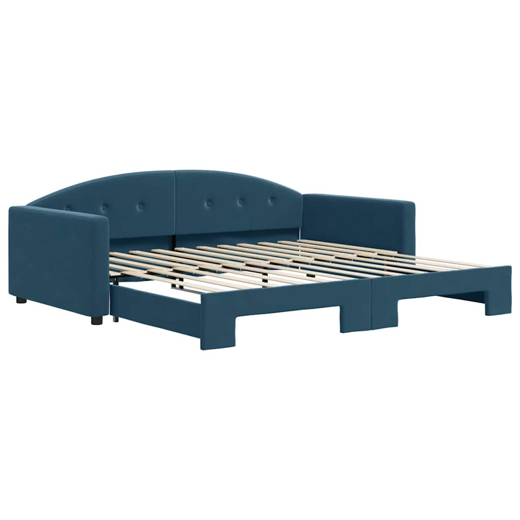vidaXL Slaapbank met onderschuifbed 100x200 cm fluweel blauw, foto 3