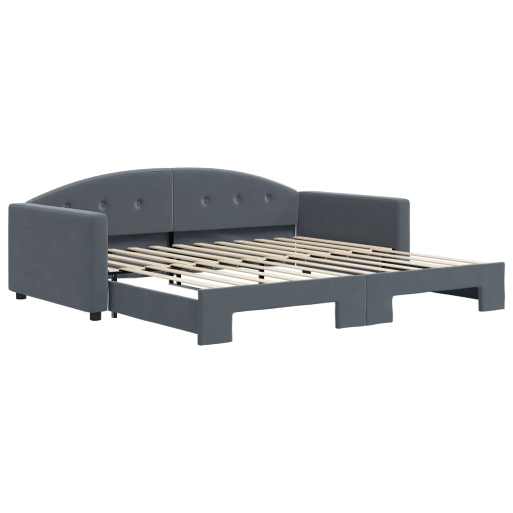 vidaXL Slaapbank met onderschuifbed 100x200 cm fluweel donkergrijs grijs, foto 3