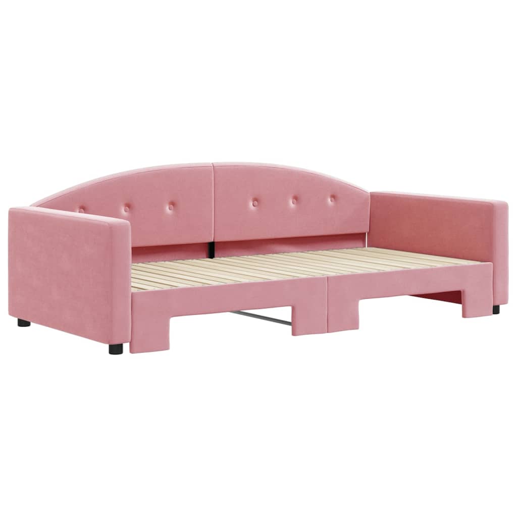Thumbnail - vidaXL Tagesbett Ausziehbar Rosa 100x200 cm Samt