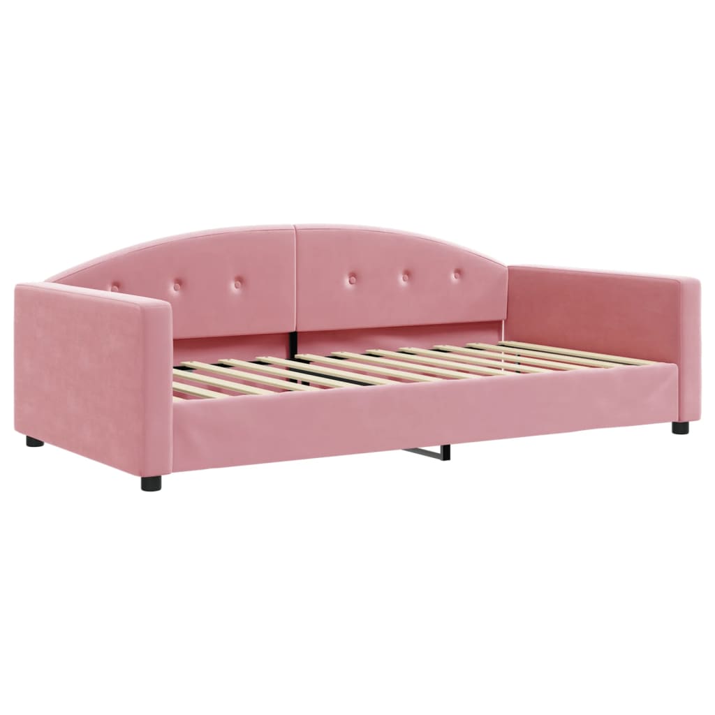 vidaXL Slaapbank met onderschuifbed 100x200 cm fluweel roze, foto 4