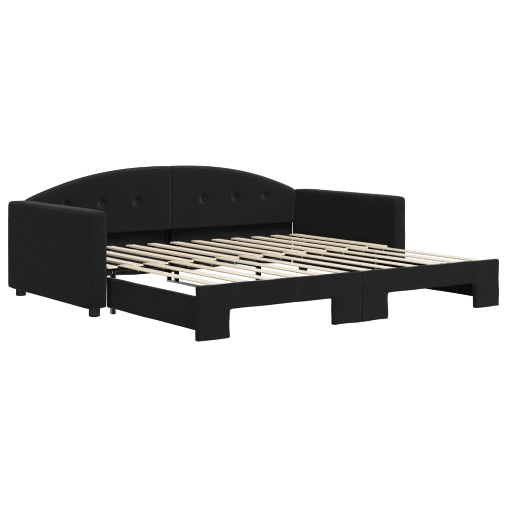 vidaXL Pat de zi cu extensie, negru, 100x200 cm, catifea