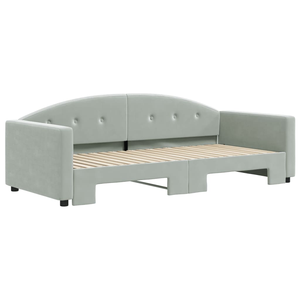 vidaXL Slaapbank met onderschuifbed 90x190 cm fluweel lichtgrijs grijs, foto 2