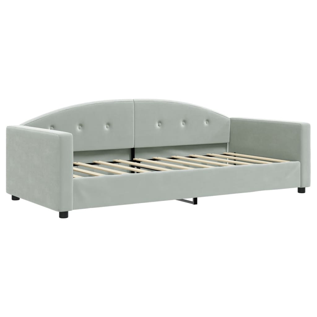 vidaXL Slaapbank met onderschuifbed 90x190 cm fluweel lichtgrijs grijs, foto 4