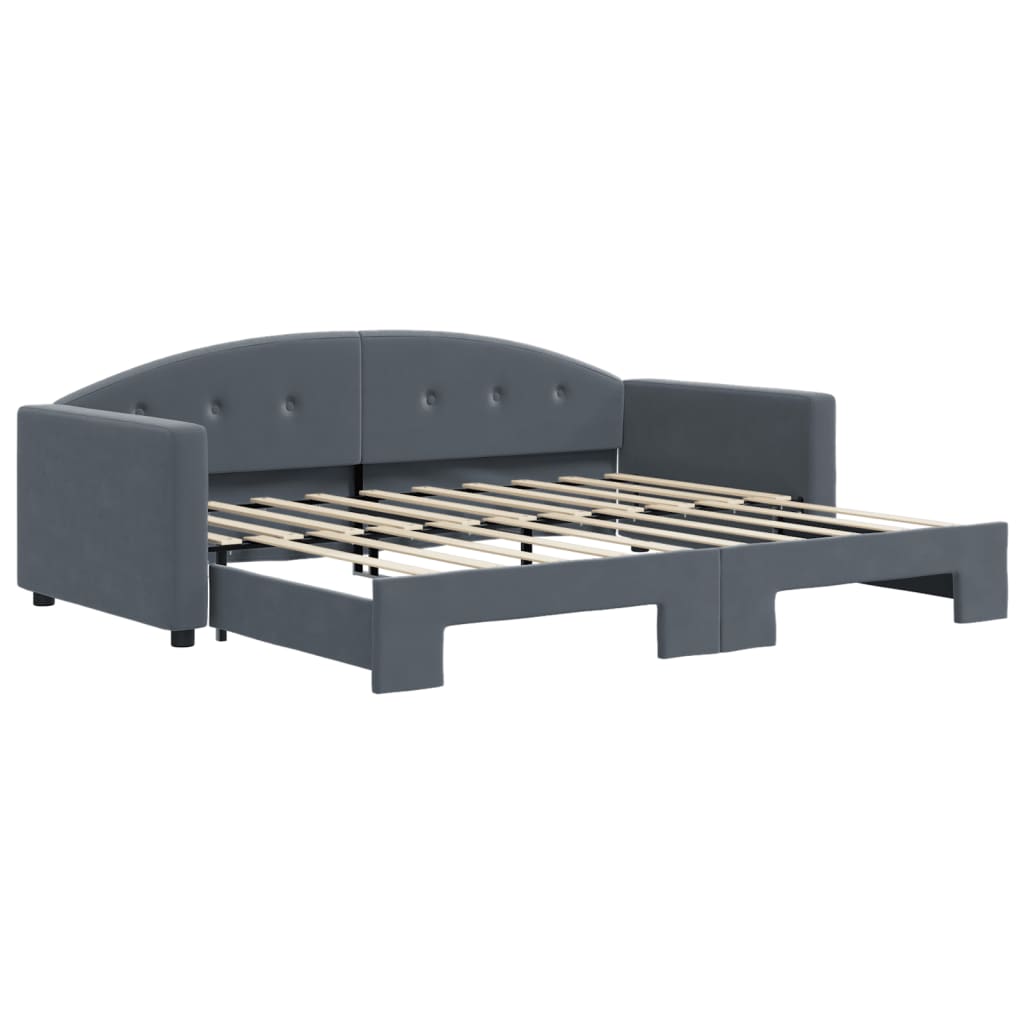 vidaXL Slaapbank met onderschuifbed 90x190 cm fluweel donkergrijs grijs, foto 3