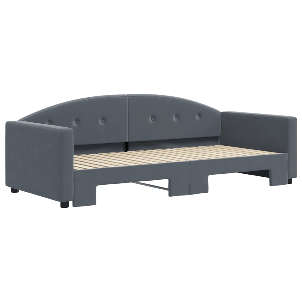 vidaXL Slaapbank met onderschuifbed 90x190 cm fluweel donkergrijs afbeelding