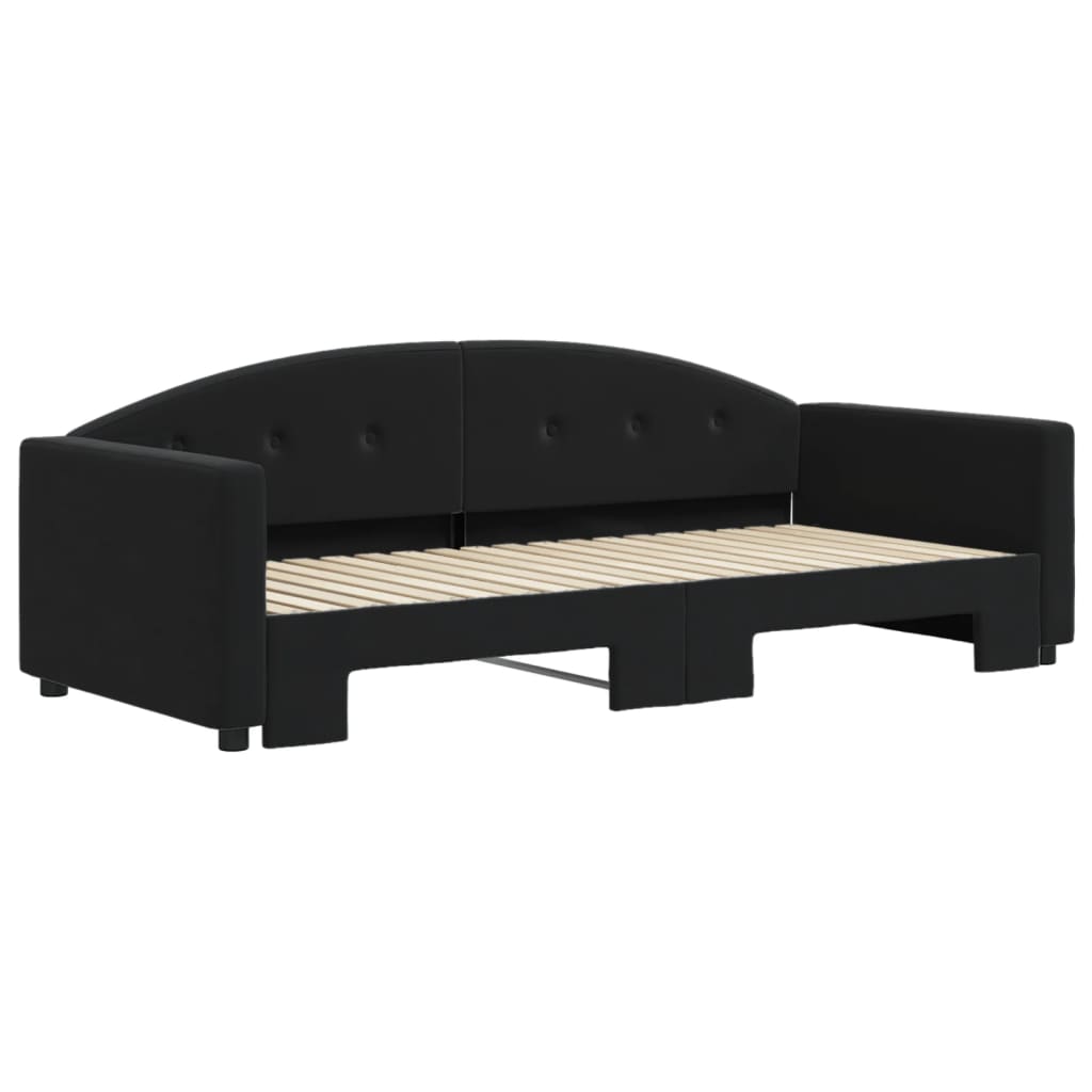 vidaXL Slaapbank met onderschuifbed 90x190 cm fluweel zwart afbeelding