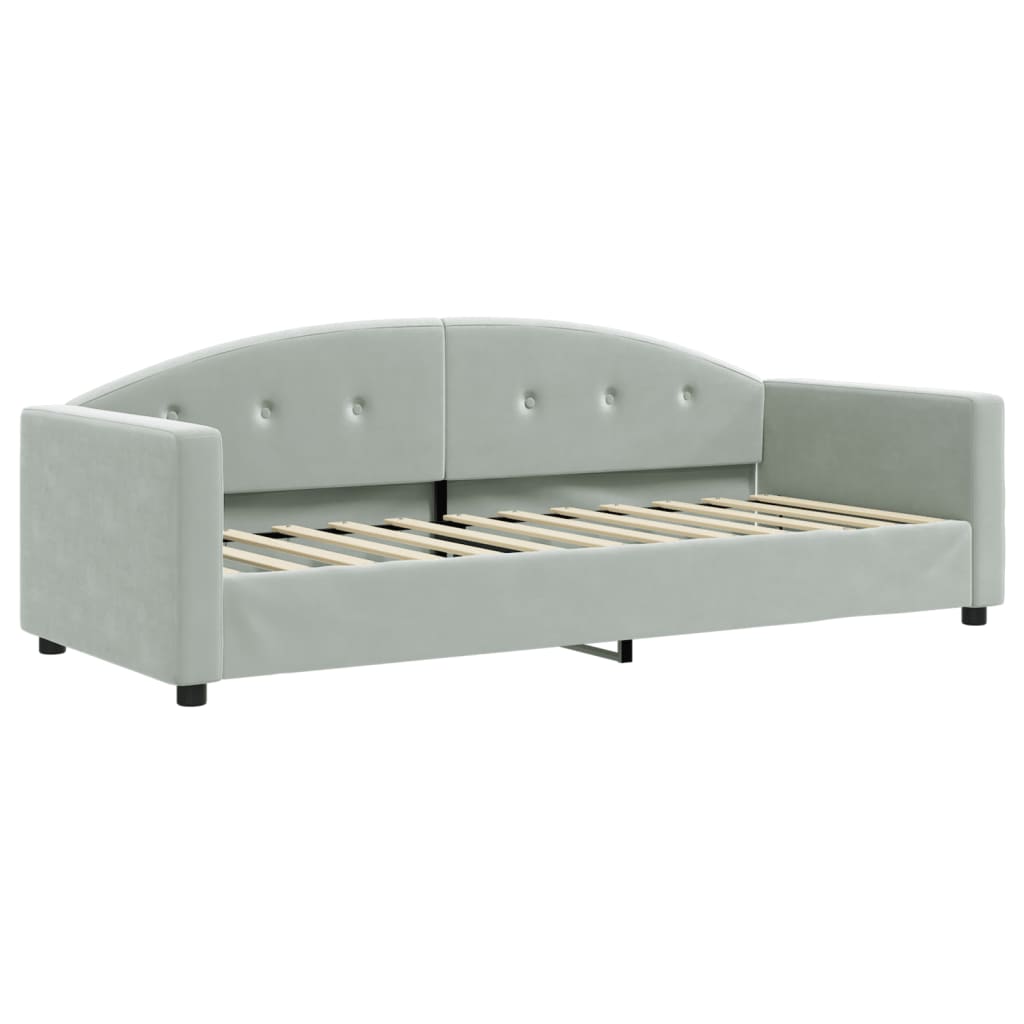 vidaXL Slaapbank onderschuifbed matrassen 80x200 cm fluweel lichtgrijs grijs, foto 4