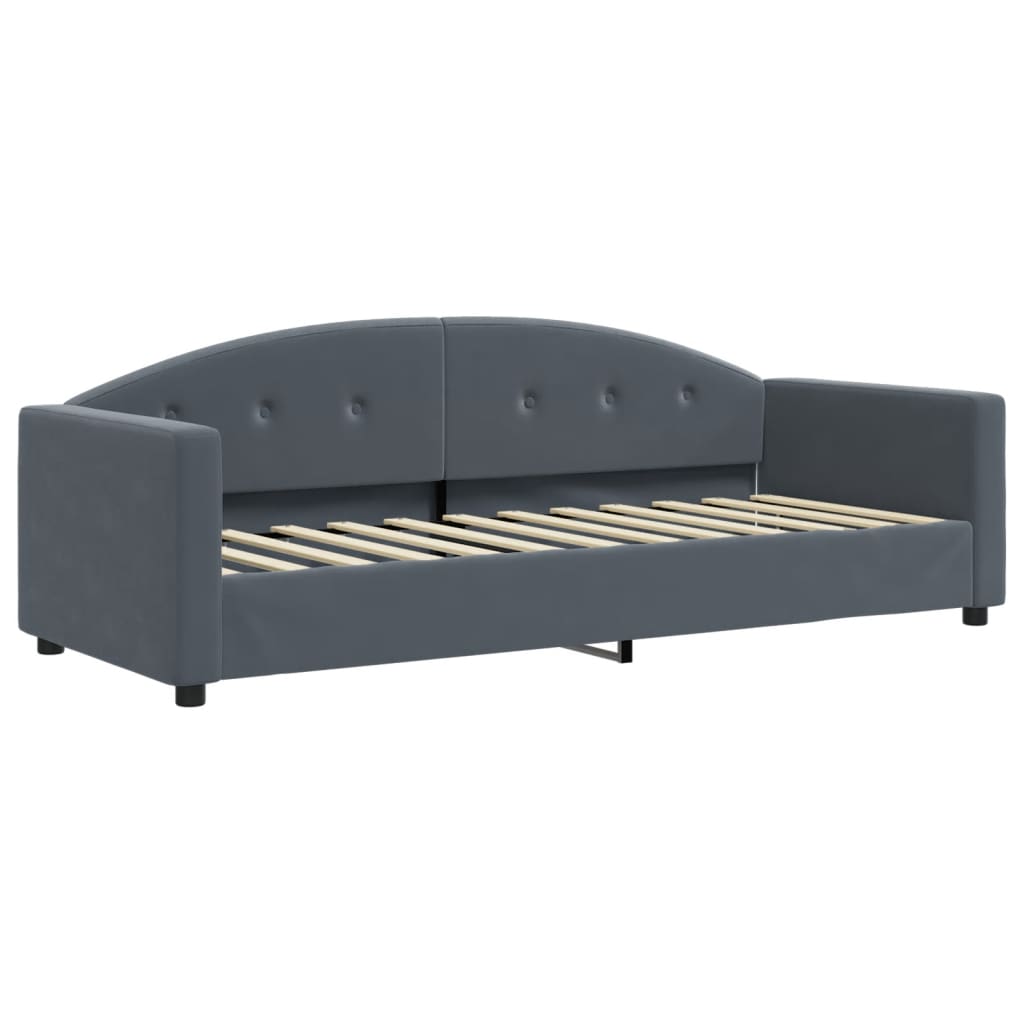 vidaXL Slaapbank onderschuifbed matrassen 80x200cm fluweel donkergrijs grijs, foto 4