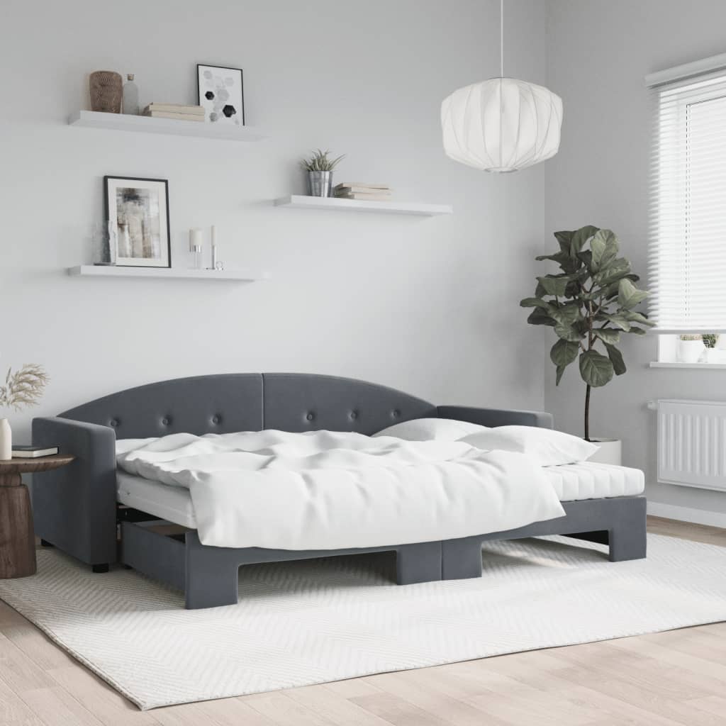 vidaXL daybed med udtræk og madras 80x200 cm velour mørkegrå
