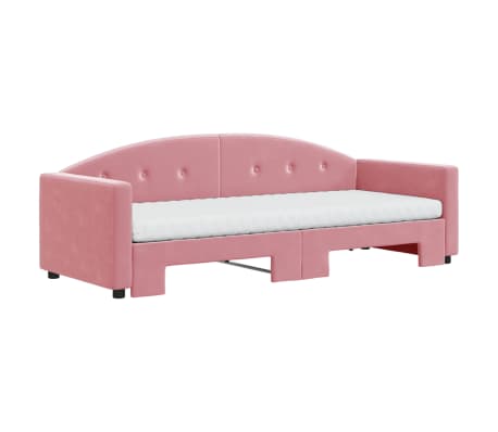 vidaXL Lit de jour avec lit gigogne et matelas rose 80x200 cm velours