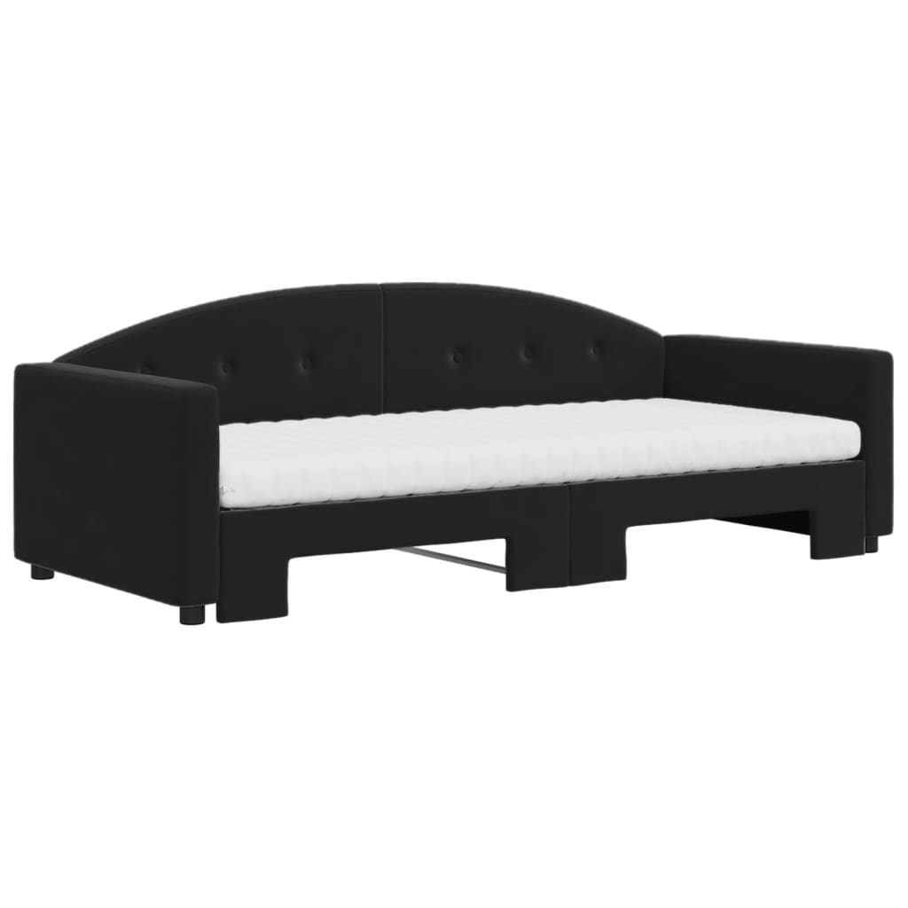 vidaXL Slaapbank onderschuifbed en matrassen 90x190 cm fluweel zwart, foto 2