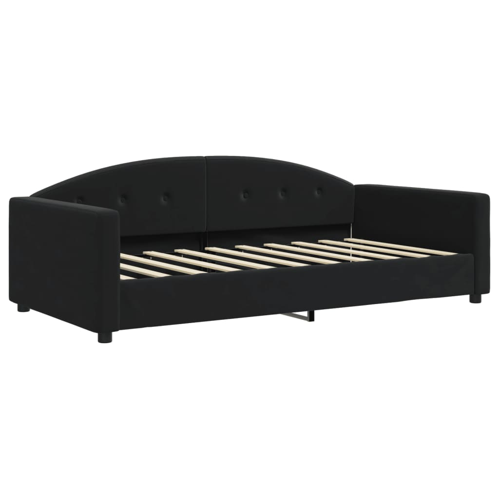 vidaXL Slaapbank onderschuifbed en matrassen 90x190 cm fluweel zwart, foto 4