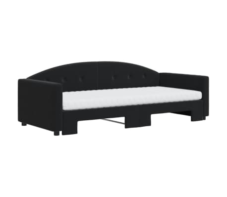 vidaXL Sofa rozsuwana z materacami, czarna, 90x190 cm, aksamit