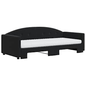vidaXL Sofa rozsuwana z materacami, czarna, 90x190 cm, aksamit