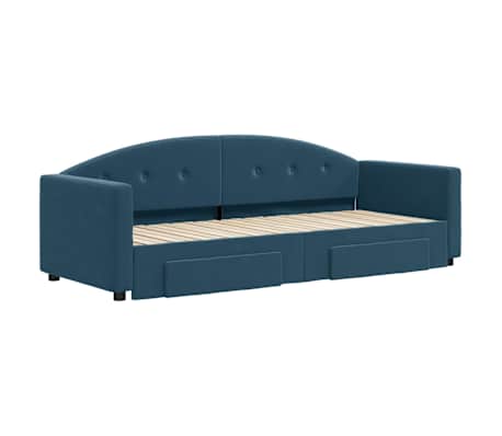 vidaXL Tagesbett Ausziehbar mit Schubladen Blau 80x200 cm Samt