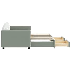 Válenda s přistýlkou a zásuvkami světle šedá 80 x 200 cm samet - obrázek 4