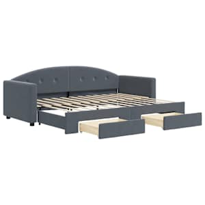 Válenda s přistýlkou a zásuvkami tmavě šedá 80 x 200 cm samet - obrázek 2