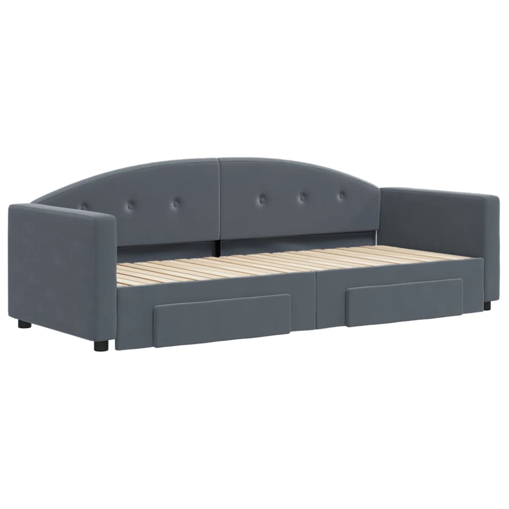 vidaXL Slaapbank onderschuifbed en lades 80x200 cm fluweel donkergrijs afbeelding