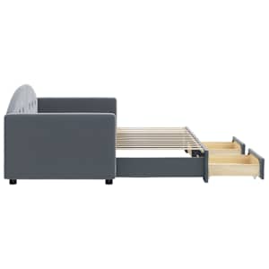 Válenda s přistýlkou a zásuvkami tmavě šedá 80 x 200 cm samet - obrázek 4