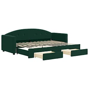 Válenda s přistýlkou a zásuvkami tmavě zelená 80 x 200 cm samet - obrázek 2
