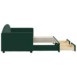 Válenda s přistýlkou a zásuvkami tmavě zelená 80 x 200 cm samet - obrázek 4