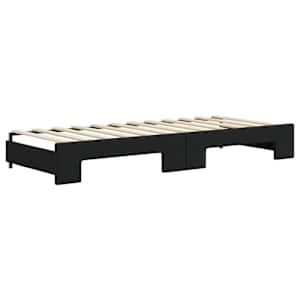 Válenda s přistýlkou a zásuvkami černá 80 x 200 cm samet - obrázek 6
