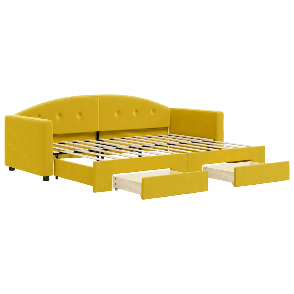 vidaXL Slaapbank met onderschuifbed en lades 80x200 cm fluweel geel