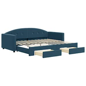 Válenda s přistýlkou a zásuvkami modrá 90 x 200 cm samet - obrázek 2
