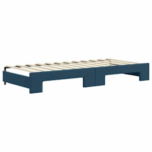Válenda s přistýlkou a zásuvkami modrá 90 x 200 cm samet - obrázek 6