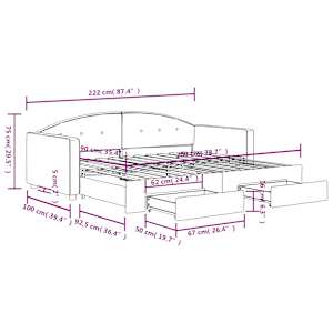 Válenda s přistýlkou a zásuvkami modrá 90 x 200 cm samet - obrázek 9