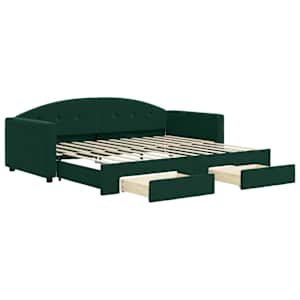 Válenda s přistýlkou a zásuvkami tmavě zelená 90 x 200 cm samet - obrázek 2