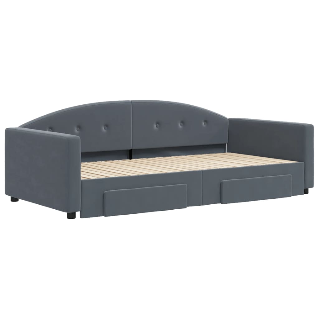 vidaXL Slaapbank onderschuifbed lades 100x200 cm fluweel donkergrijs afbeelding