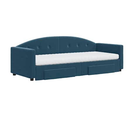 vidaXL Tagesbett Ausziehbar mit Schubladen Blau 80x200 cm Samt