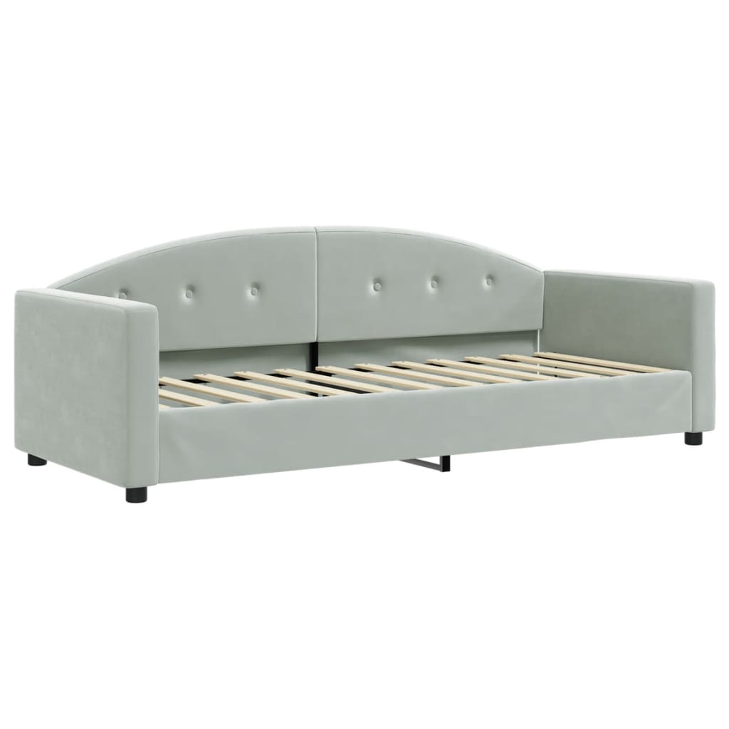 vidaXL Slaapbank onderschuifbed en lades 80x200 cm fluweel lichtgrijs grijs, foto 4