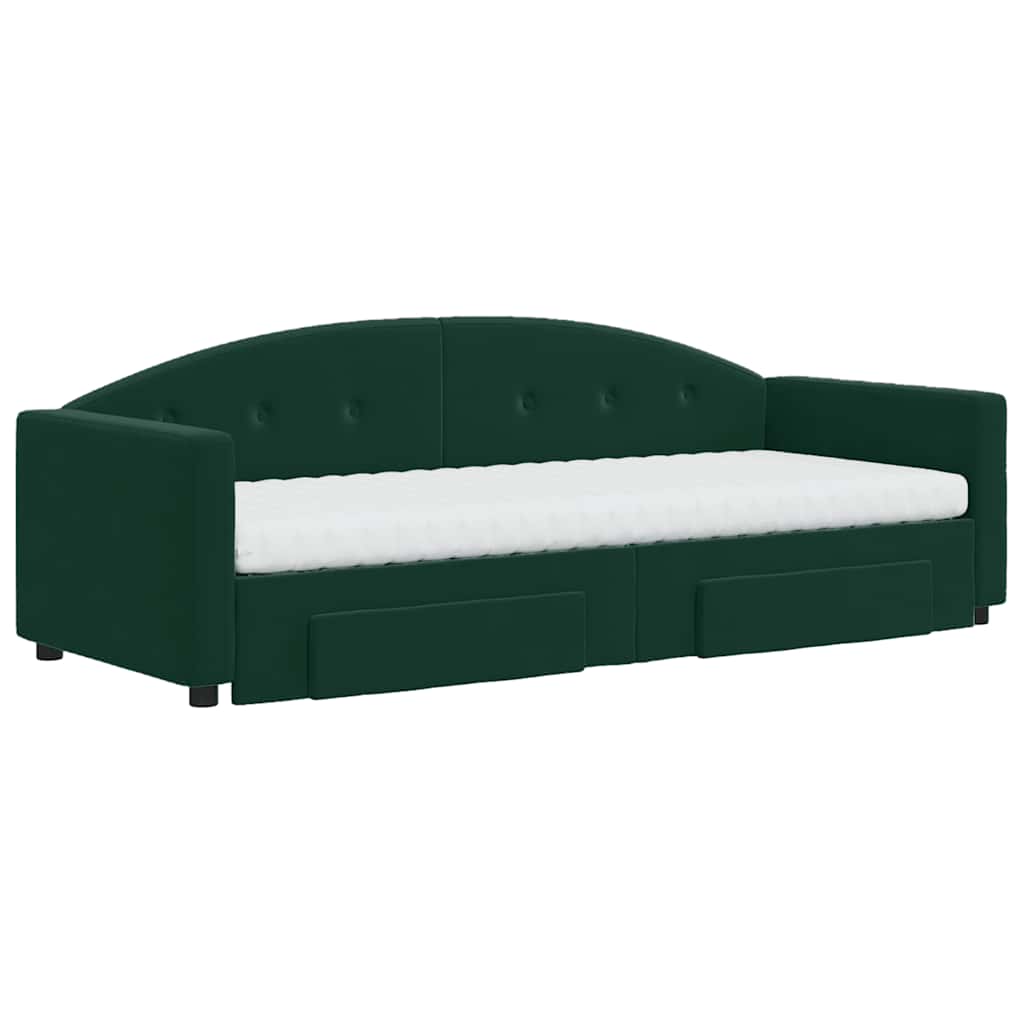 vidaXL Slaapbank onderschuifbed en lades 80x200 cm fluweel donkergroen groen, foto 2